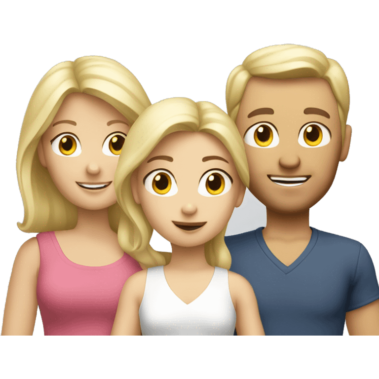 blonde caucasian family of four with 2 girls  emoji