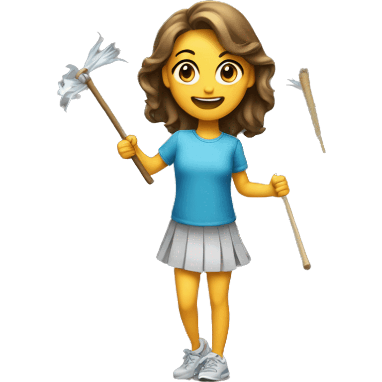 A girl with a cheering rod emoji