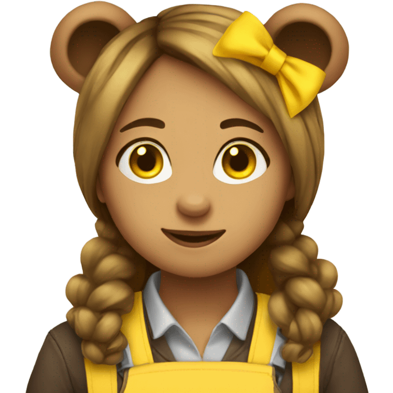 Girl bear working with yellow best  emoji