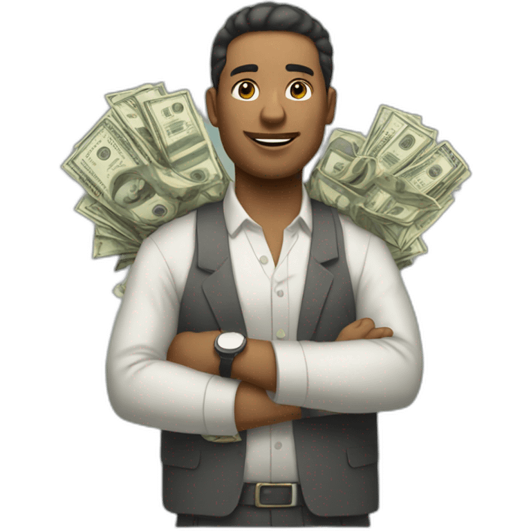 trader with a lot of cash money emoji