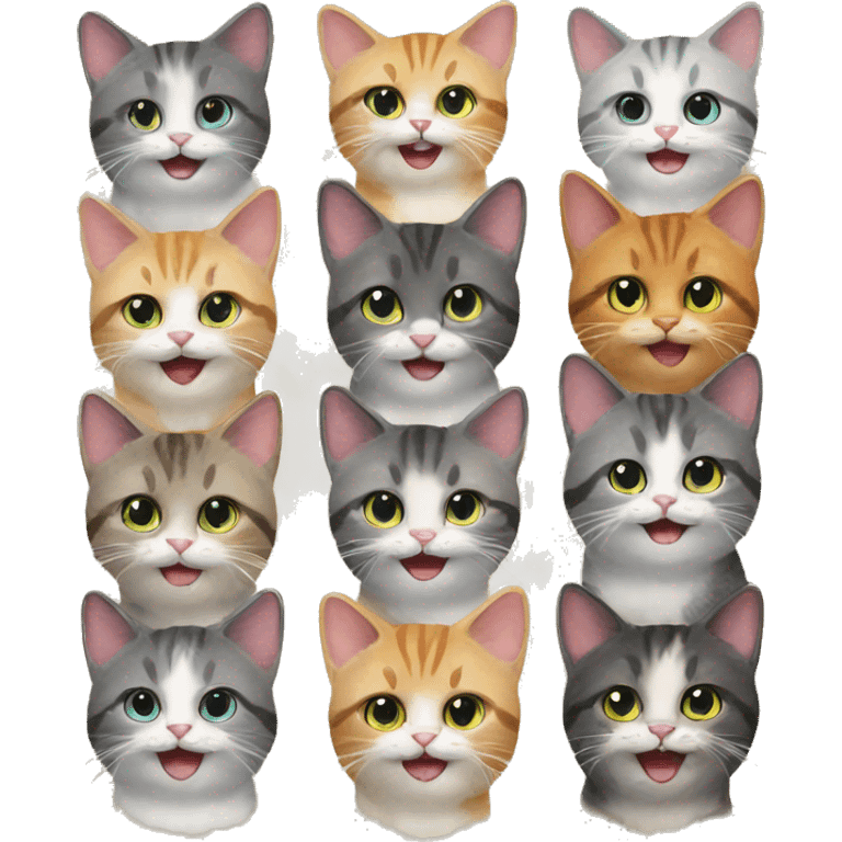 thirteen happy cats  emoji