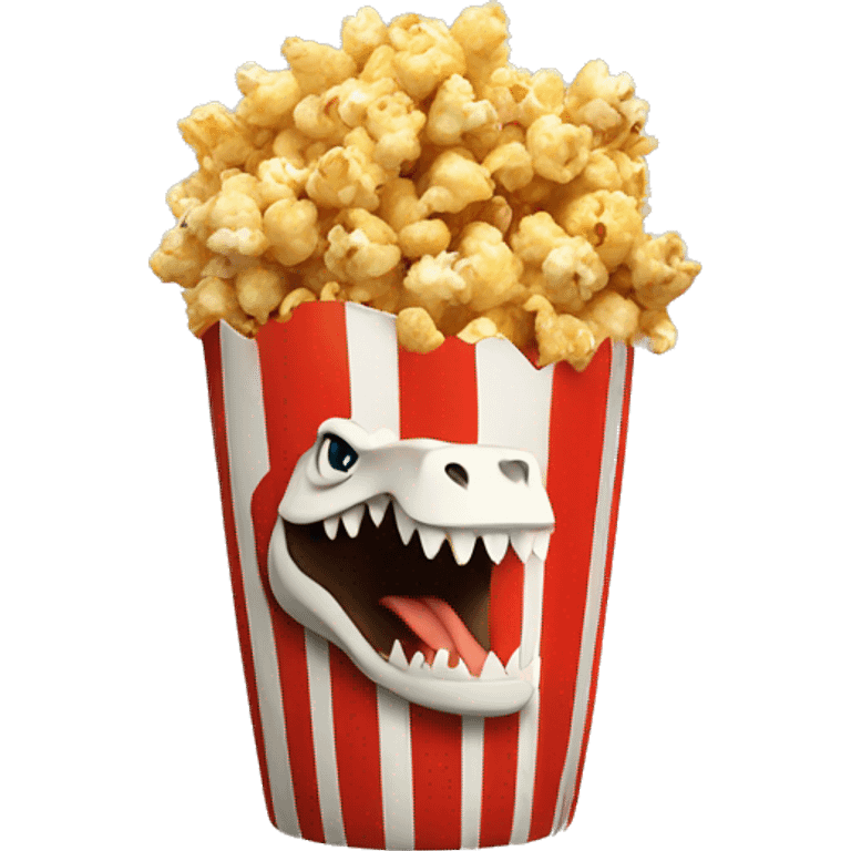 Popcorn with chicken legs and t rex arms emoji