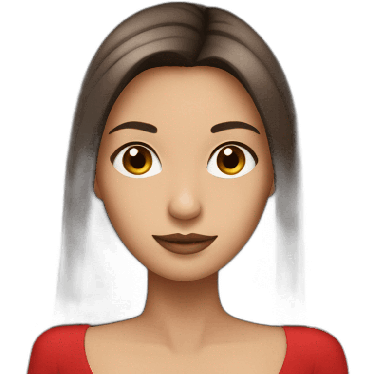 brunette with long straight hair with brown eyes in an evening red dress emoji