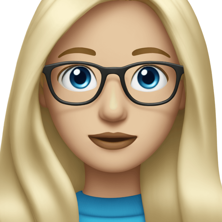 Taylor Light blonde straight hair, blue eyes, glasses  emoji