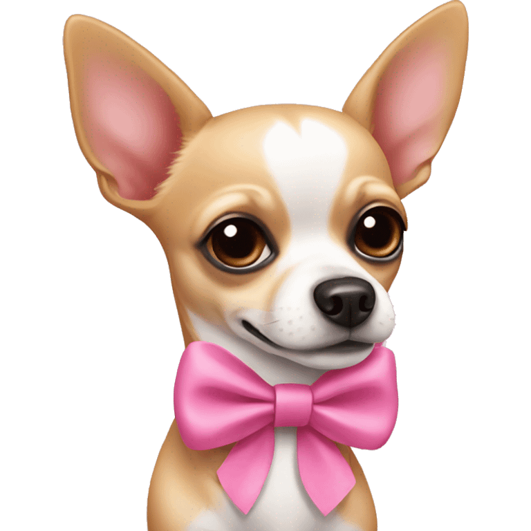 chihuahua wearing pink bow emoji