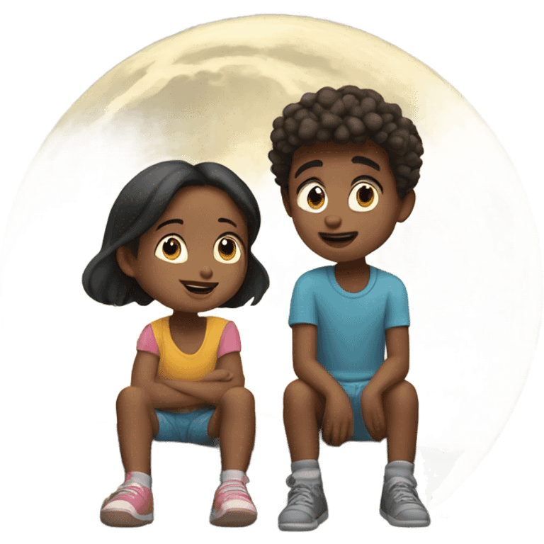 Moon gazing brother & sister emoji