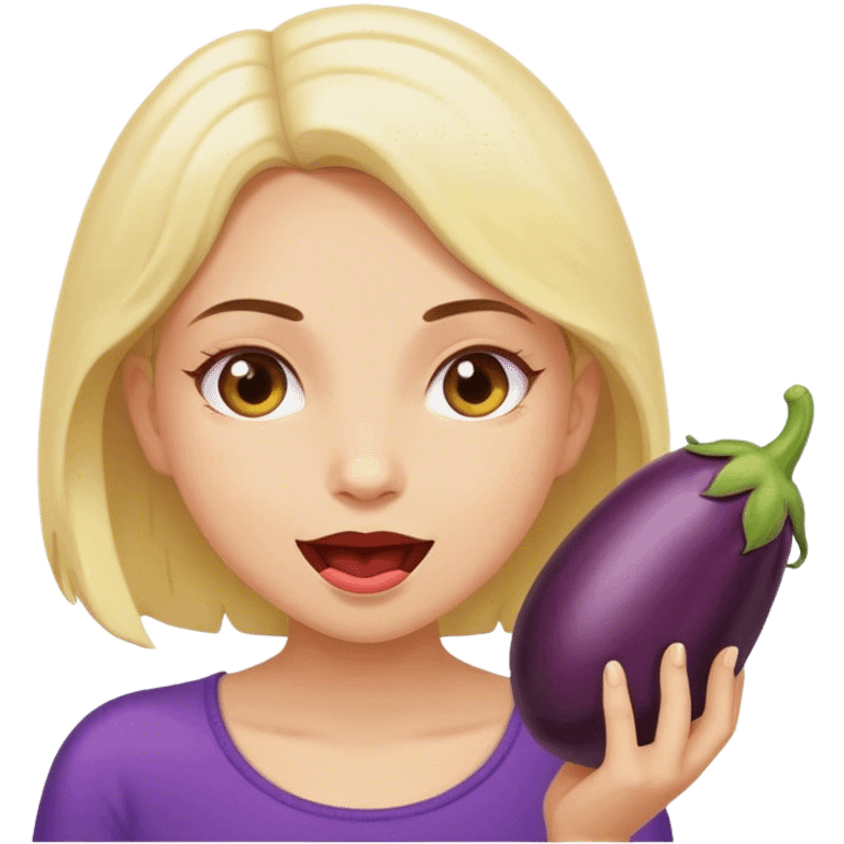 girl eating a eggplant  emoji