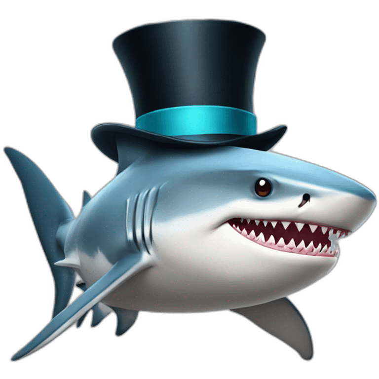 Shark with a top hat emoji