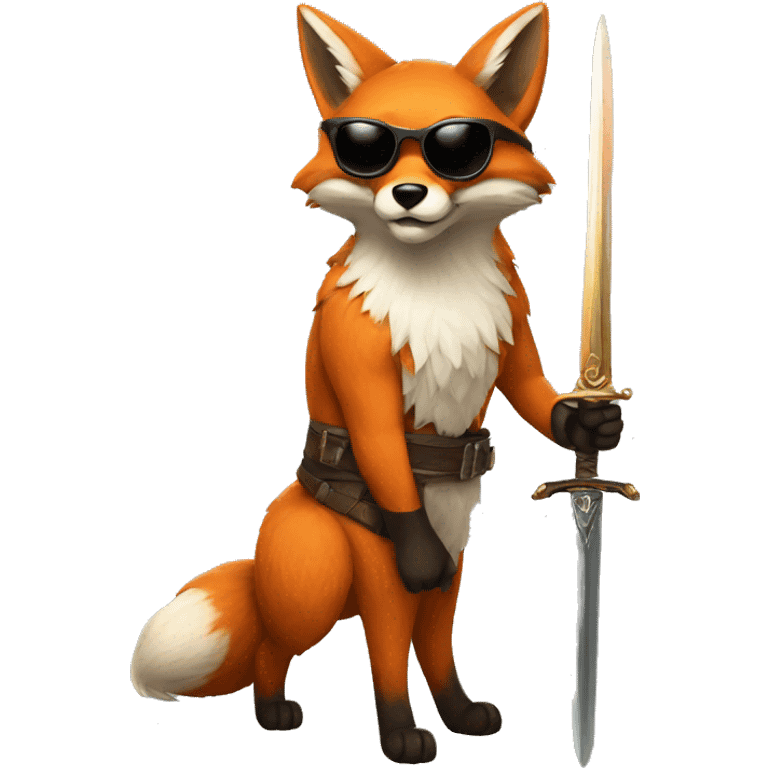 a fox in sunglasses with a sword emoji