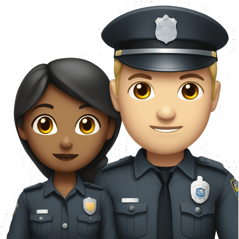 Civil Girl and police man with dark grey uniform emoji