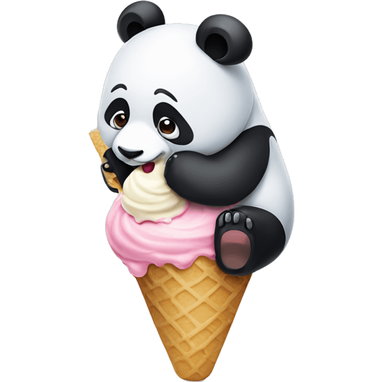 Panda eating ice cream emoji