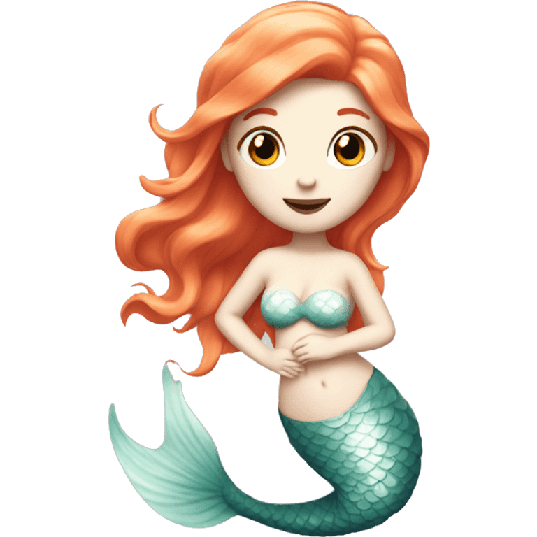 Pale white Mermaid with orange hair and pink tail emoji