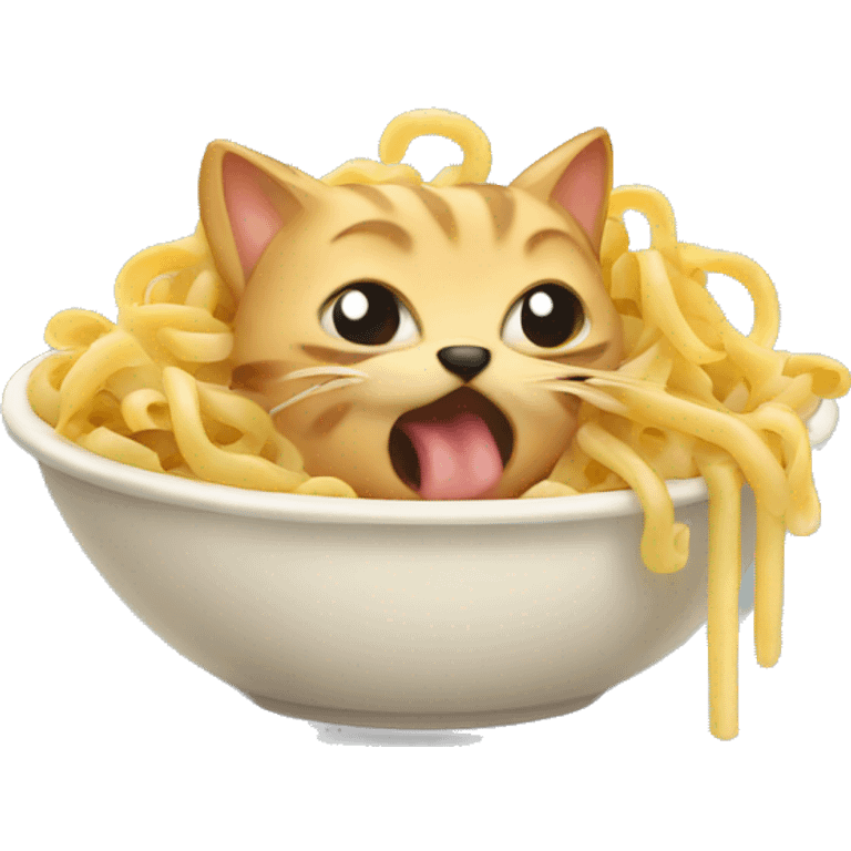 cat eating pasta emoji