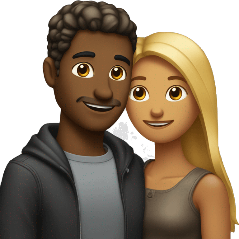 Deux âme sœur qui s'embrassent homme et femme noir  emoji