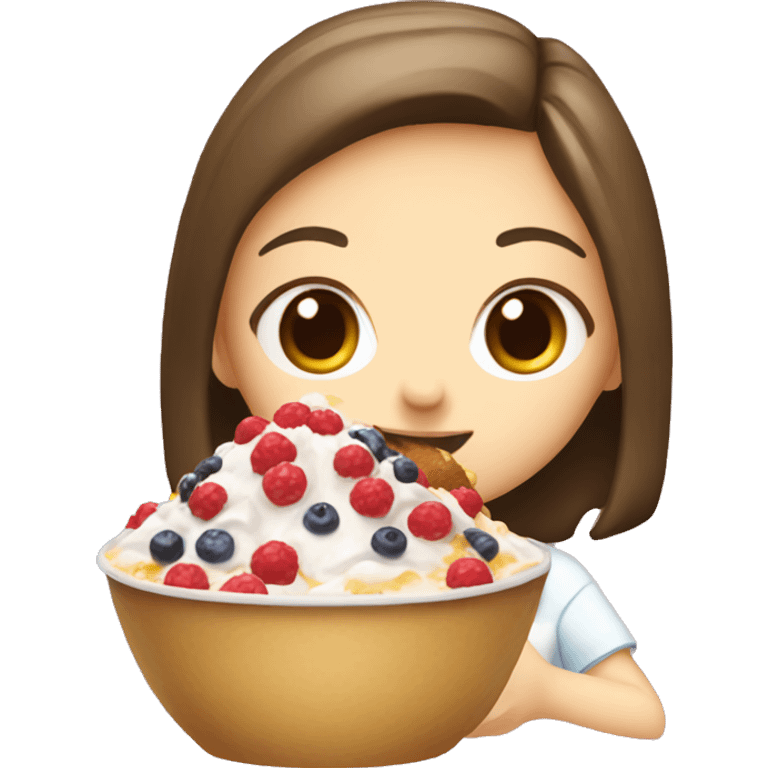 Girl eating bingsu emoji