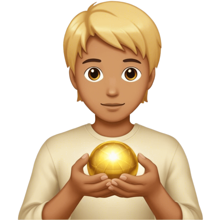 A golden colored magic ball sparkles in your hands emoji