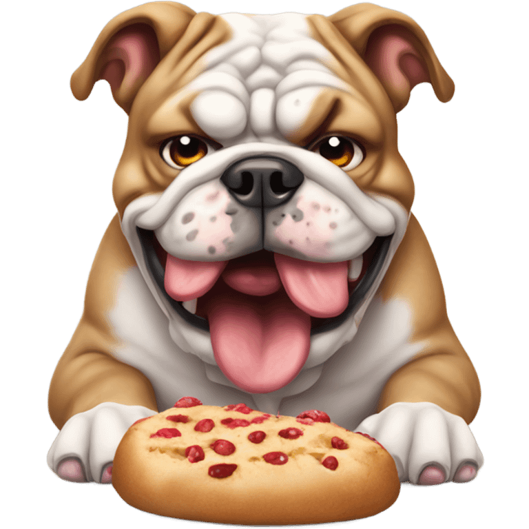 agressive bulldog eating the feeling of being in love emoji