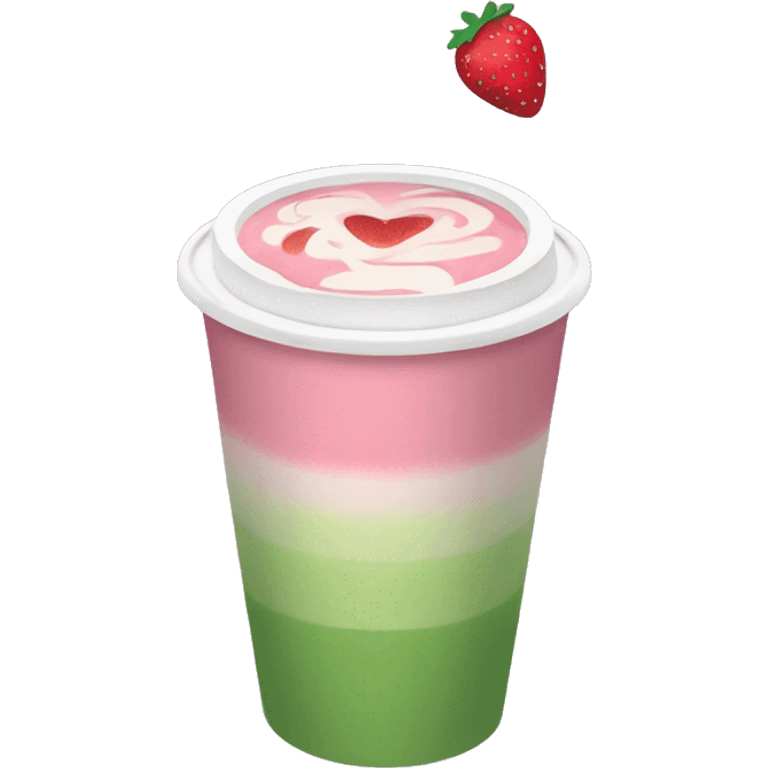 strawberry matcha latte, pink at the bottom, green on top, in a to go cup emoji