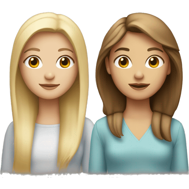 Two girls, one with straight and blonde hair, two with brown and straight hair emoji