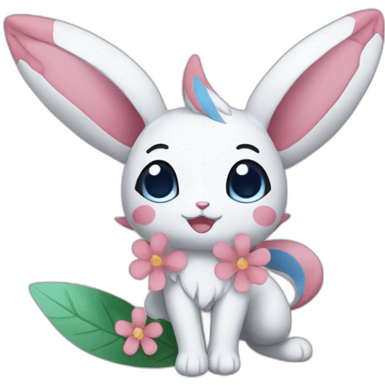 Sylveon with flower emoji