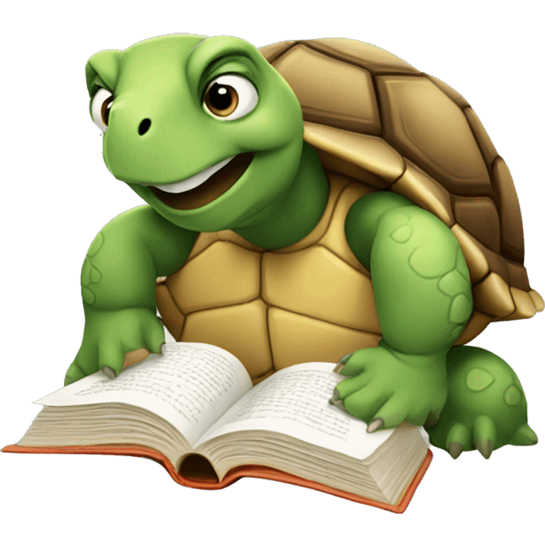 tortoise reading a book emoji