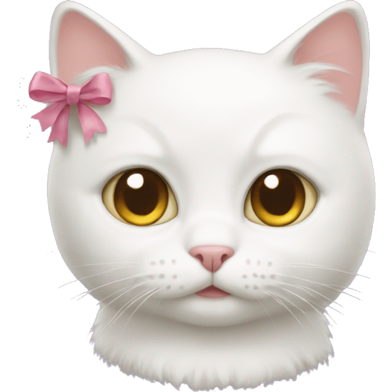 White cat with bow  emoji