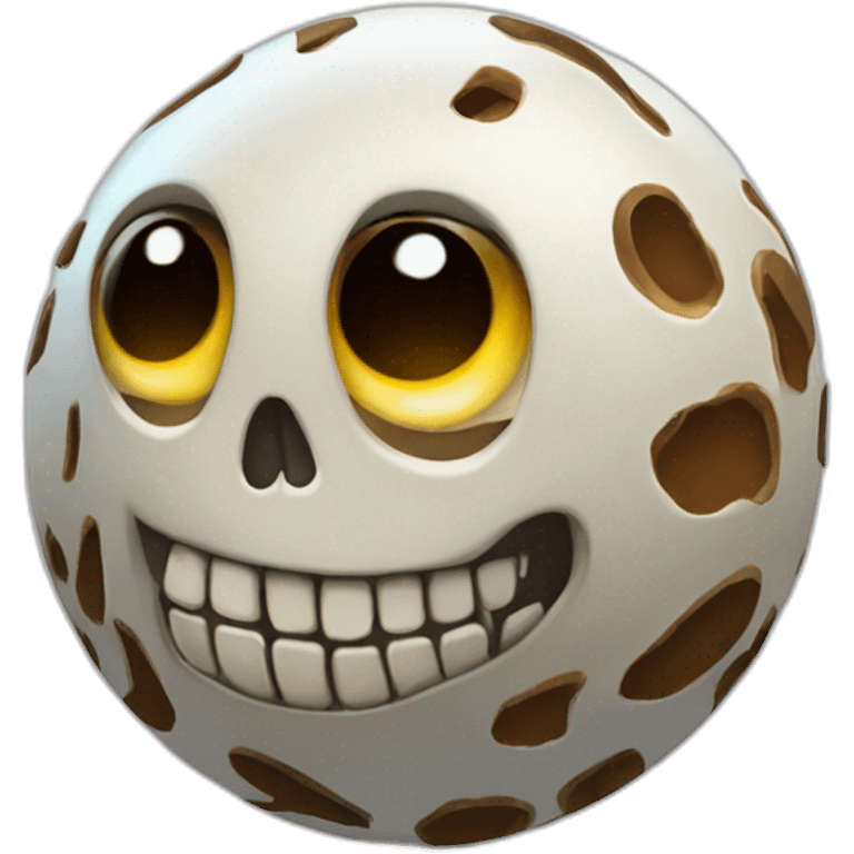 3d sphere with a cartoon Skeleton Horse skin texture with big beautiful eyes emoji