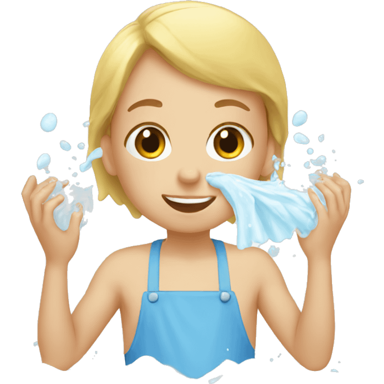 white child washing face emoji