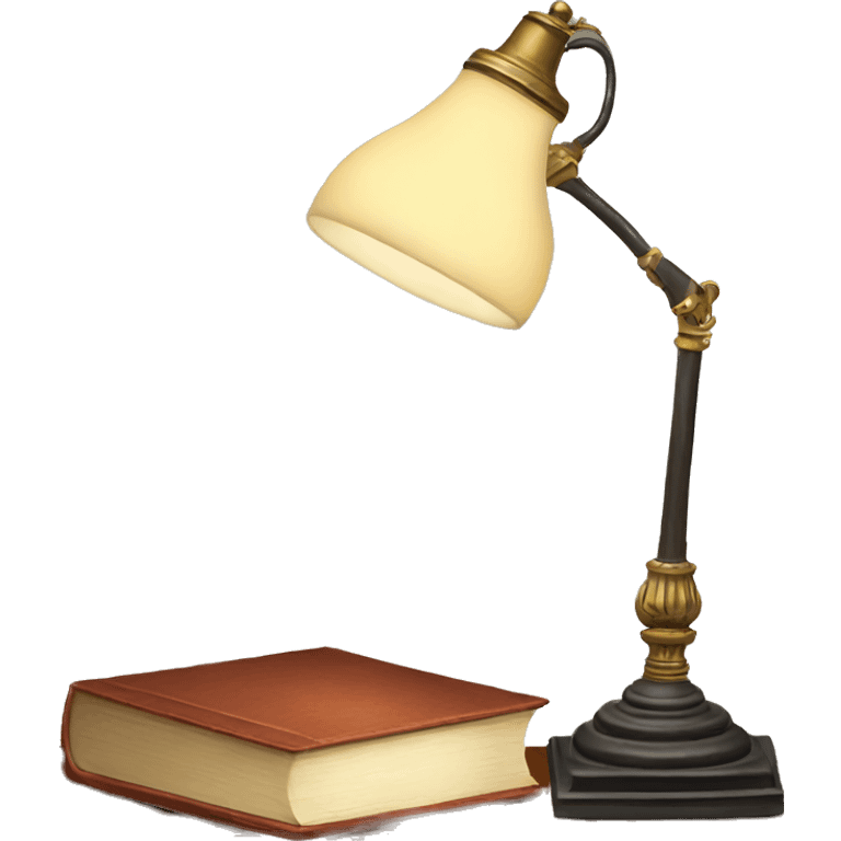 vintage lamp with open book emoji