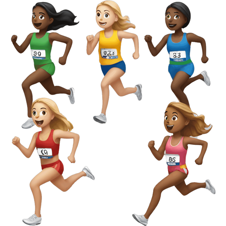 5 girls running a race emoji