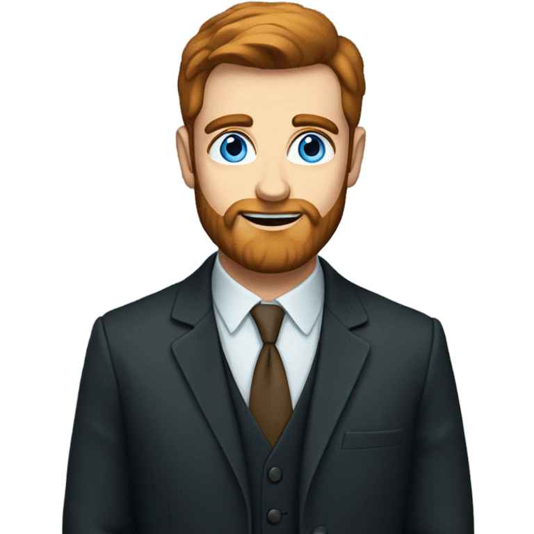 irish man with blue eyes and a brown beard in a suit emoji