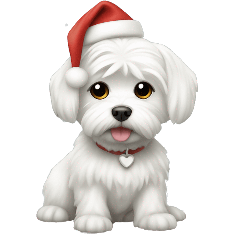  white maltese dog and Christmas tree emoji