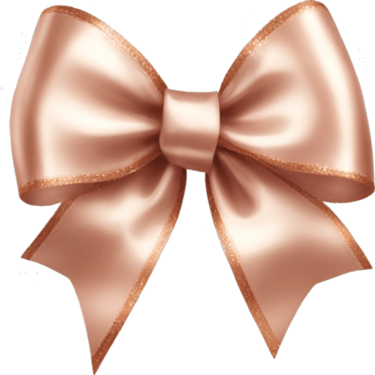 Realistic isolated rose gold shiny silk ribbon bow with edges of the bow lined with white fur. emoji