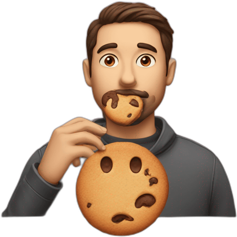 A man is kissing a cookie emoji