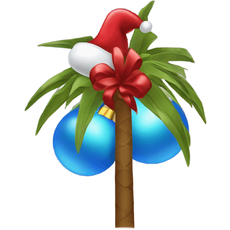 Christmas bulbs on a palm tree emoji