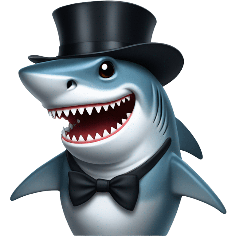 Shark with a top hat emoji