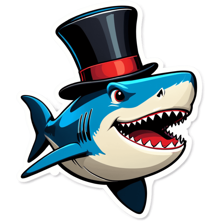 Shark with a top hat emoji