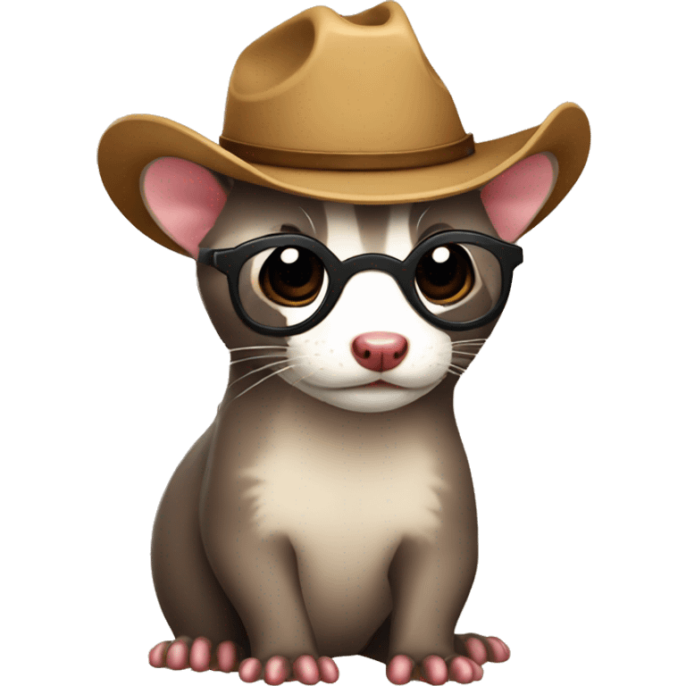 detective Ferret wearing a tiny cowboy hat with glasses hawaiian shirt emoji