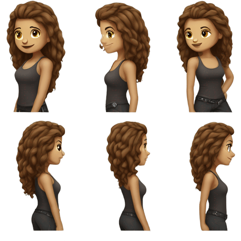 Beautiful tattooed woman long brown hair rock climbing emoji