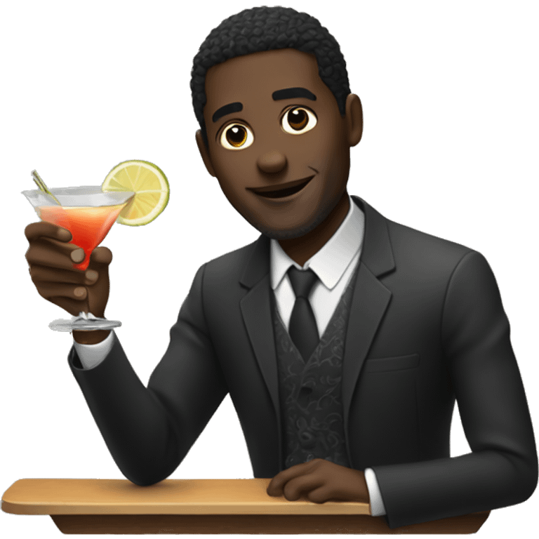 A black man mixing a cocktail  emoji