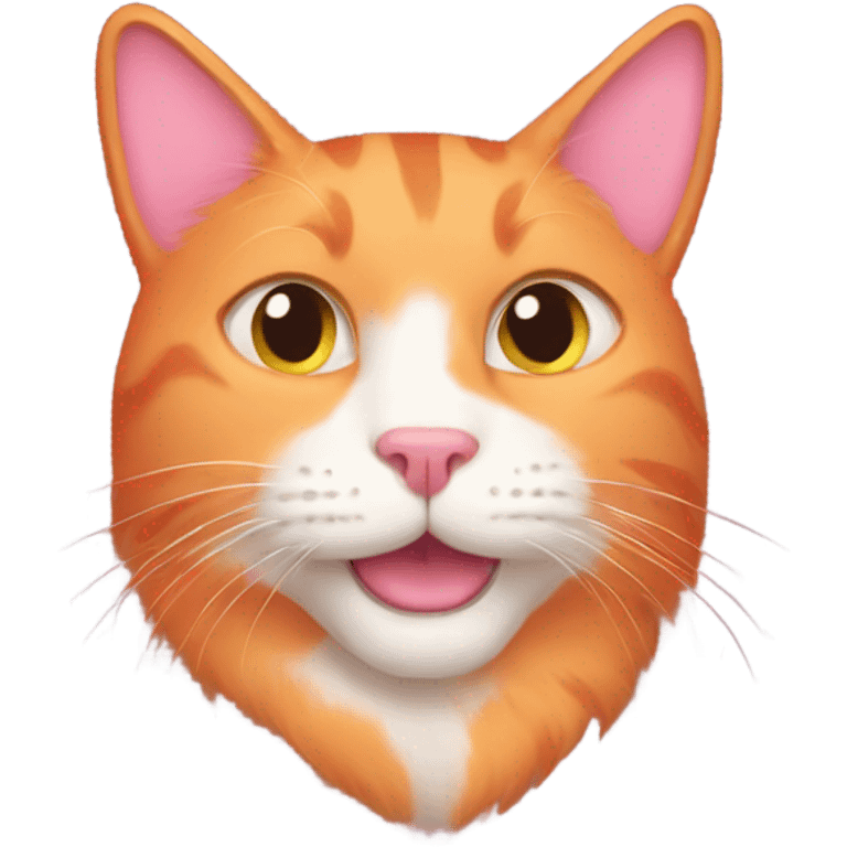 orange cat surrounded by pink hearts emoji