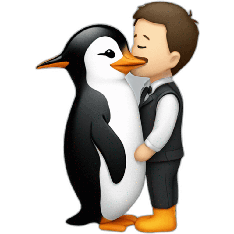 Man kissing a penguin emoji