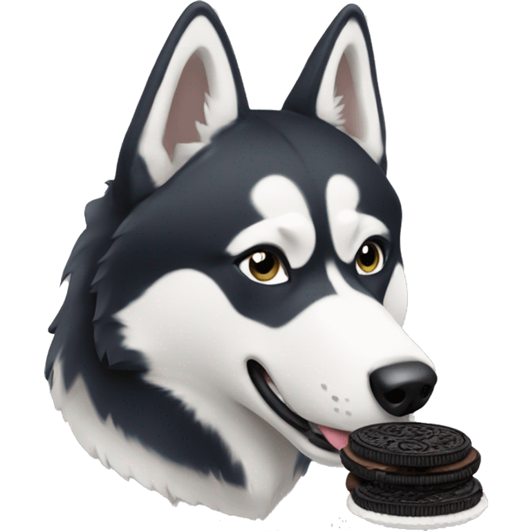 Husky eating a oreo emoji