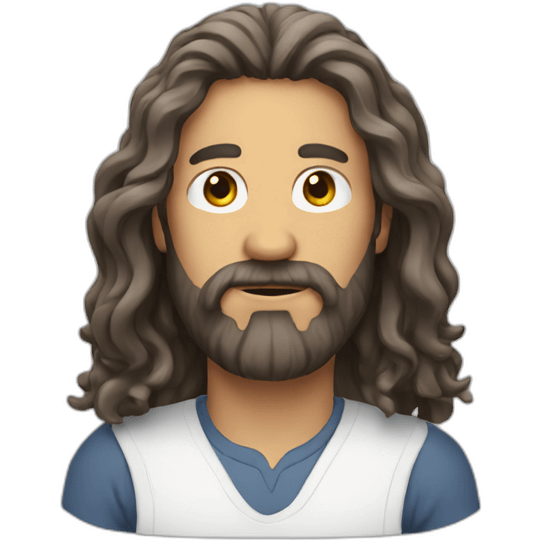 Handsone man with beard and long hair emoji