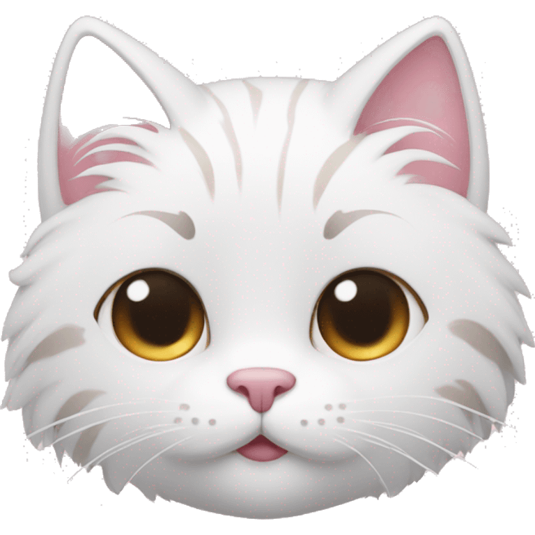 cat with white fur and pink blush emoji