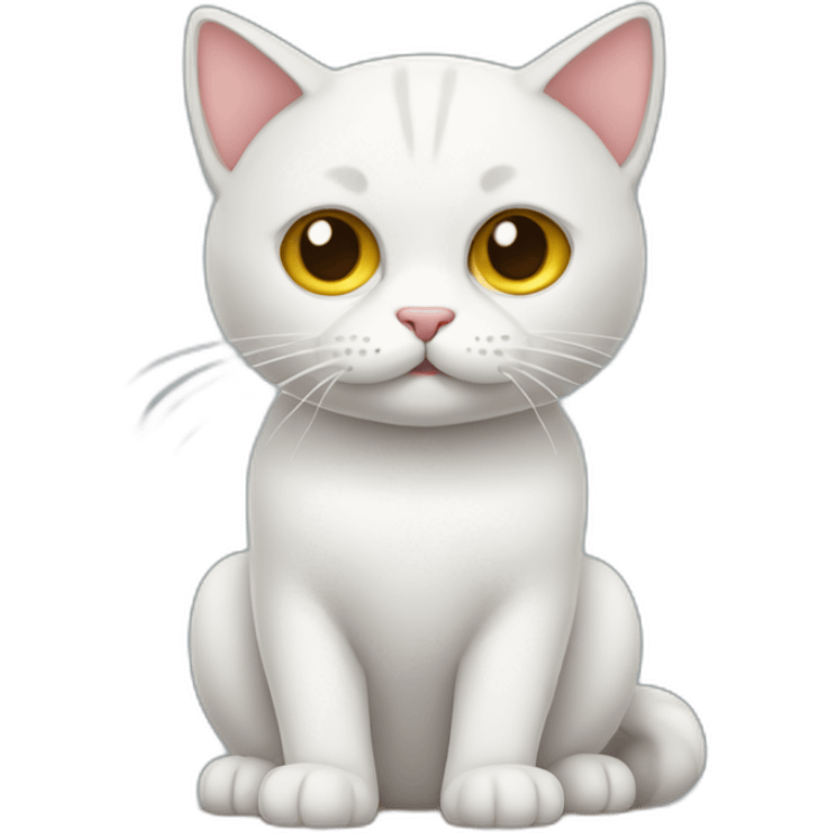 gato enteramente blanco asustado emoji