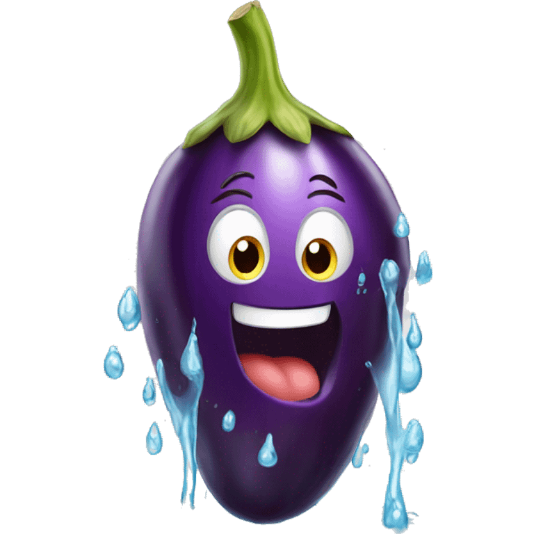 Eggplant with water coming out emoji