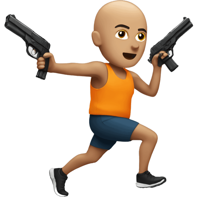 Bald runner with gun emoji