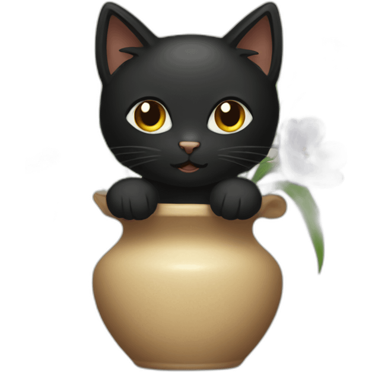 a black cat in a vase emoji