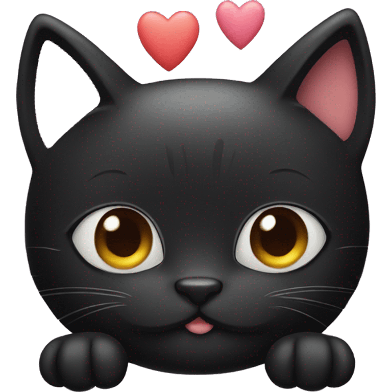 Cute Black cat with hearts emoji